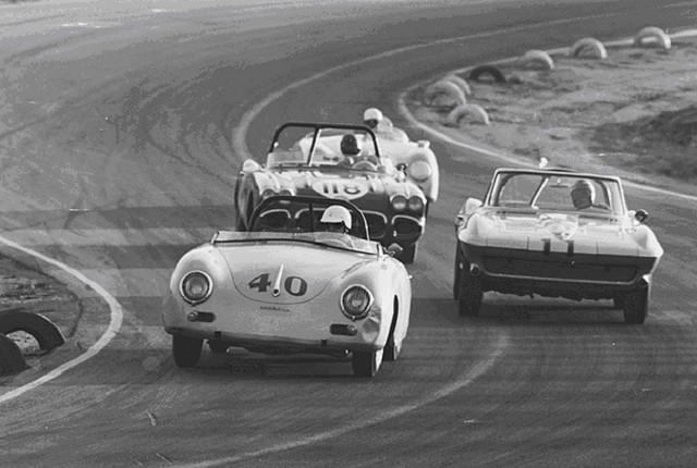 Dave MacDonald races the Carroll Shelby Cobra 260ci to its first ever win at Riverside International Raceway